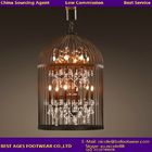 Vintage Industrial Pendant Cahaya Bird Cage Dengan Chandelier Kristal Loft Decorative Hanging Pendant Cahaya