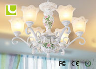 Kristal Ceiling tradisional 6 Cahaya Chandelier, Putih E27 / E26 LED Pendant Chandelier