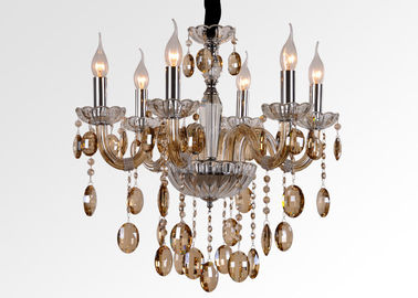 OEM Hotel Crystal modern Chandelier Lampu / Rumah Kaca Pendant Chandelier 6 Cahaya