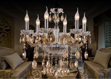OEM Hotel Crystal modern Chandelier Lampu / Rumah Kaca Pendant Chandelier 6 Cahaya