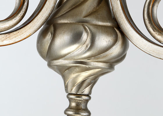 Silver / Gold Metal dan Kaca Vintage Besi Tempa Chandelier Dengan Shades, 6 Cahaya 600W E27