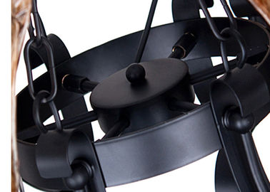 Komersial Dekorasi Amber Kaca Chandelier Hotel Large 9 Cahaya dengan Rantai Adjustable
