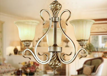 3 Light modern Besi Tempa Chandelier Lampu / Pendant Lampu dengan Shades untuk Villa