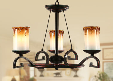3 Light Bordeaux Klasik Besi Tempa Chandelier, Dining Chandelier Room Pencahayaan