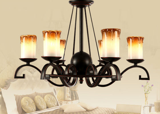 Candle Jenis Besi Tempa Art Deco Chandelier dengan besi dan kaca, Modern atau Tradisional