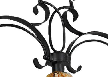 Amber Kaca Naungan Besi Tempa Chandelier Unik / Rustic / Retro Style 3 Light, E27 Basis