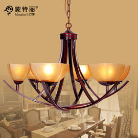 6Heads modern &amp; Tradisional Besi Tempa Chandelier Cream Naungan Untuk Living Room