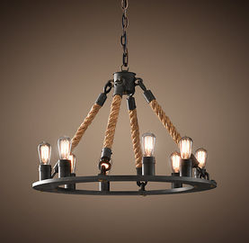 Rope Chandelier Nostalgia Industrial Vintage Lampu Restaurant Rustic Besi Tempa