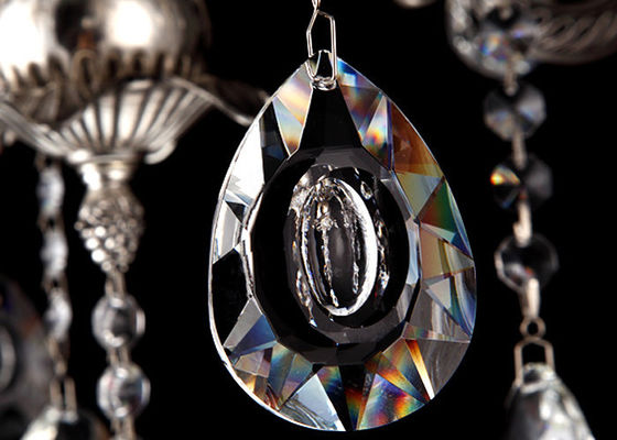 Hitam Eropa Retro Kristal Chandelier 6 Cahaya, Chandelier Antique Tradisional Kaca