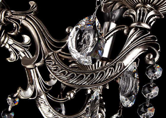Hitam Eropa Retro Kristal Chandelier 6 Cahaya, Chandelier Antique Tradisional Kaca