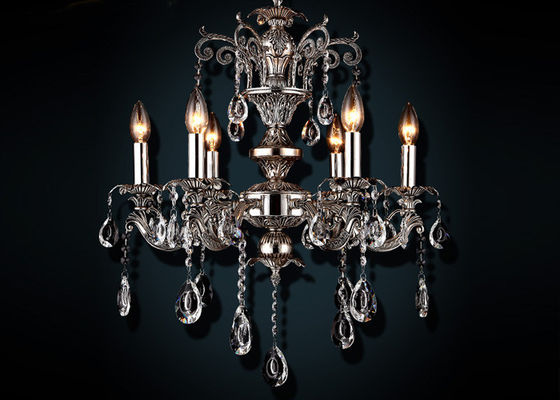 Hitam Eropa Retro Kristal Chandelier 6 Cahaya, Chandelier Antique Tradisional Kaca