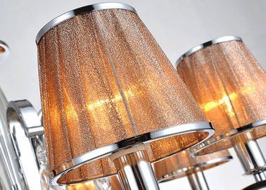 Kopi Fabric Naungan Mewah Chandelier Kristal 8 Lights untuk Hotel / Villa / Dining Room