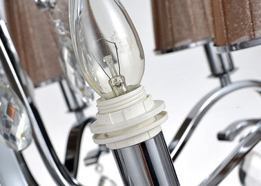 Kopi Fabric Naungan Mewah Chandelier Kristal 8 Lights untuk Hotel / Villa / Dining Room