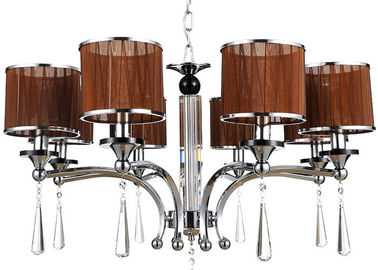 Hotel Hall / Foyer Dekorasi Chrome Chandelier, Modern Besi Tempa Chandelier Kristal