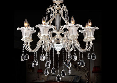 8 Cahaya Mutiara Perak Zinc Pendant Cahaya, gaya Eropa mewah Kristal modern Chandelier