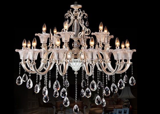 Retro dan Tradisional Gaya Italia Besar Mewah Chandelier Kristal 2 lapisan 18 Cahaya