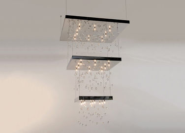 Mewah Kristal Chandelier Lampu, Chandelier Hotel Dengan Perlengkapan pencahayaan Tiga Lapisan