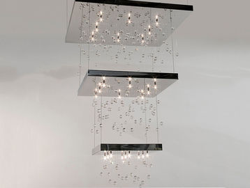 Mewah Kristal Chandelier Lampu, Chandelier Hotel Dengan Perlengkapan pencahayaan Tiga Lapisan