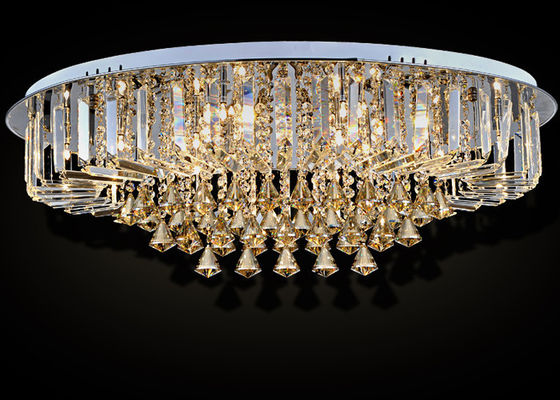 Lampu langit-langit kristal mewah pas, langit-langit unik kontemporer dipasang Chandelier