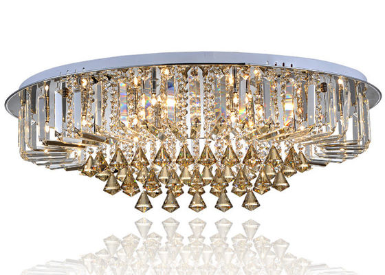 Lampu langit-langit kristal mewah pas, langit-langit unik kontemporer dipasang Chandelier