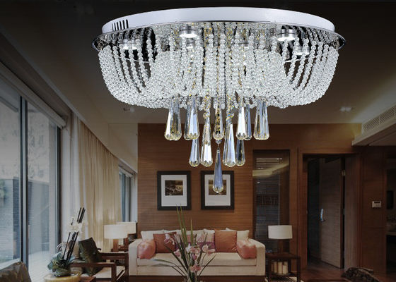 Putih modern Mewah Kristal Lampu Ceiling / Kaca Lampu Ceiling Jadwal Chandelier