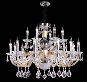 Baccarat E14 / E27 Kontemporer Kristal Chandelier Lampu Dengan 18 Lampu