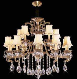 Durable Kuningan Kontemporer Kristal Chandelier Lampu Dengan High Power LED