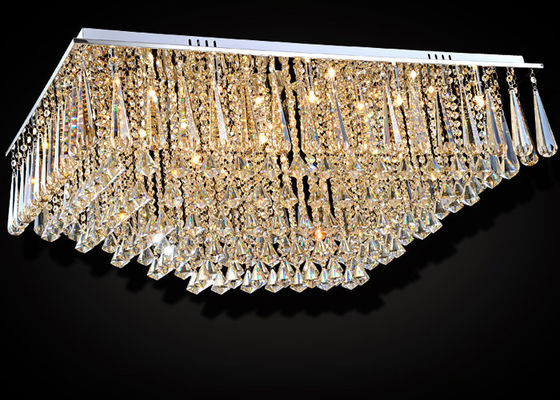 Rectangle LED Kristal Lampu Ceiling Perumahan Estates, Hotel