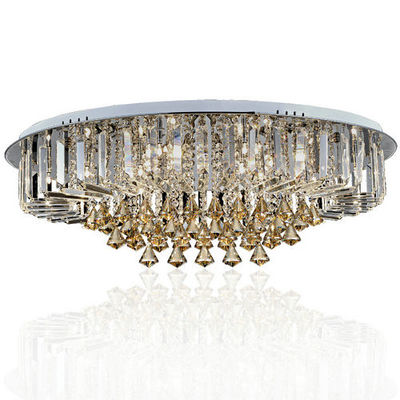 Mewah kustom Putaran Crystal Light Ceiling Dengan Kaca Pearl Jatuhkan untuk Home / Living room