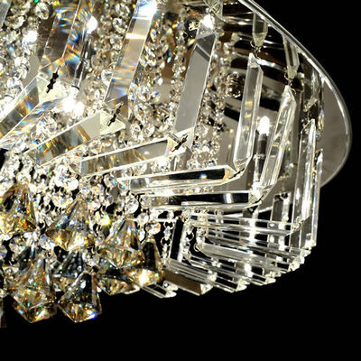 Mewah kustom Putaran Crystal Light Ceiling Dengan Kaca Pearl Jatuhkan untuk Home / Living room
