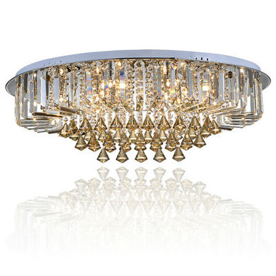 Mewah kustom Putaran Crystal Light Ceiling Dengan Kaca Pearl Jatuhkan untuk Home / Living room