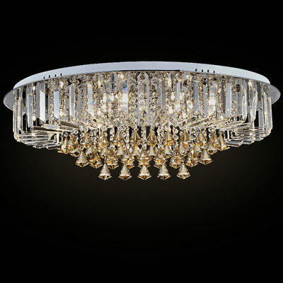 Mewah kustom Putaran Crystal Light Ceiling Dengan Kaca Pearl Jatuhkan untuk Home / Living room