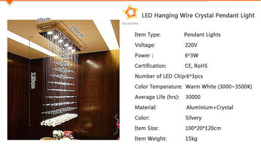 220V / 110V Cool White 18W LED Kristal Ceiling Lights Emas Finishing