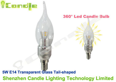 Crystal Chandelier Led Umbi E14, Transparan Kaca 5W Led Candle Bulb CE EMC