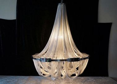 Hot Jual Luxury Large Hotel chandelier modern Interior logam warna krom nikel rantai Chandelier ringan untuk Villas Hotel