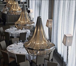 Hot Jual Luxury Large Hotel chandelier modern Interior logam warna krom nikel rantai Chandelier ringan untuk Villas Hotel