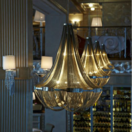 Hot Jual Luxury Large Hotel chandelier modern Interior logam warna krom nikel rantai Chandelier ringan untuk Villas Hotel