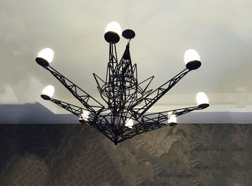 Menara Eiffel Chandelier Huge Chandelier Modern Hotel Pencahayaan 40 W Hitam Kaca Chandelier