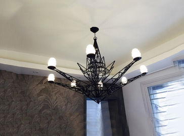Menara Eiffel Chandelier Huge Chandelier Modern Hotel Pencahayaan 40 W Hitam Kaca Chandelier
