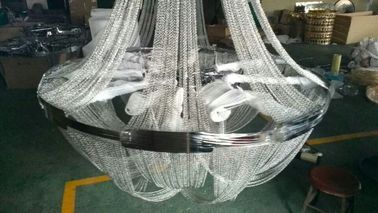 Villa mewah Chandelier modern besar Interior Chrome Logam Rantai Suspension Pencahayaan