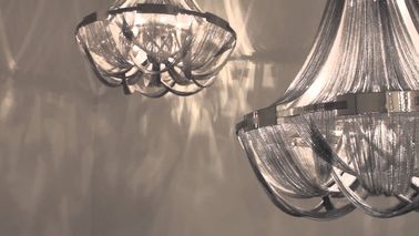 Villa mewah Chandelier modern besar Interior Chrome Logam Rantai Suspension Pencahayaan