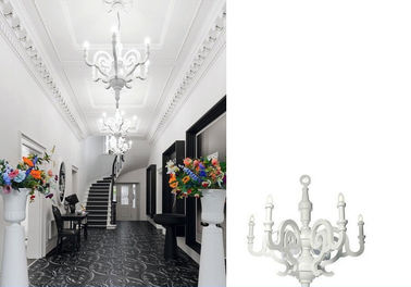 Max 40W White Hotel Chandelier Resin / Kayu Chandelier Untuk Restaurant / Hotel Dekoratif