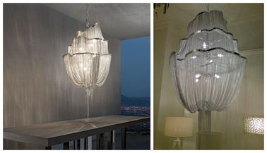 Perak Kontemporer Hotel Chandelier Rantai Chandelier Lampu