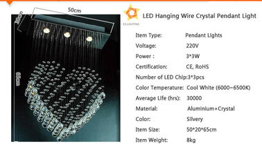 Dining Room Pendant Crystal Light, 3pcs * 3W Chandelier Lights
