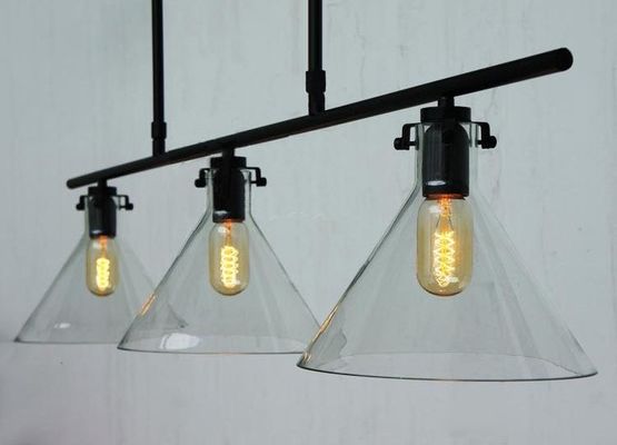 Elegan canggih Gantung Ceiling Lights Chandelier dengan Tiga Kaca Sangkakala