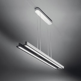 Kantor Dua T5 Sliver Lights Hanging langit-langit PC Aluminium Pendant Pencahayaan