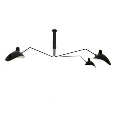 Hitam Ceiling Lights, Fancy Iron Tiga Curved lengan langit-langit Chandelier Lampu