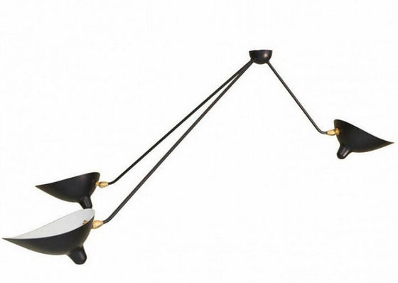 Hitam Ceiling Lights, Fancy Iron Tiga Curved lengan langit-langit Chandelier Lampu