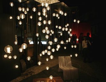 Modern Kristal Kaca Bola Hanging Pendant Lampu LED Hias Chandelier