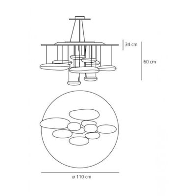 Modern Skydro Led Chandelier Lampu Chrome Dengan ABS Seng + paduan Bahan Untuk Dekorasi Commercial Lighting